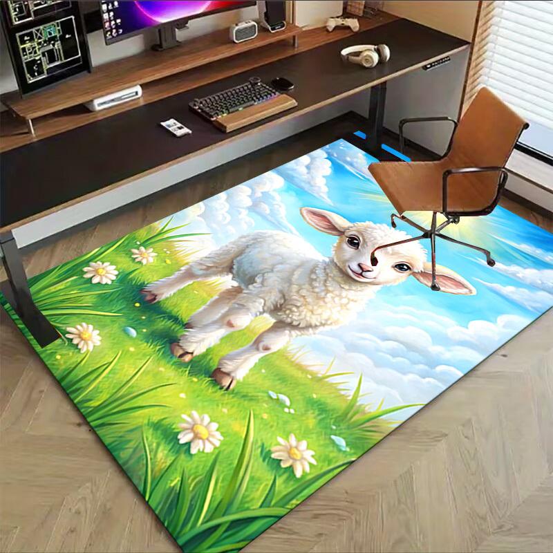 1PC Lamb Field Extra Large Non Slip Floor Carpet, Office, Family, Bedroom, Studio Large Area Rug Indoor Rugs, Vibrant Colors