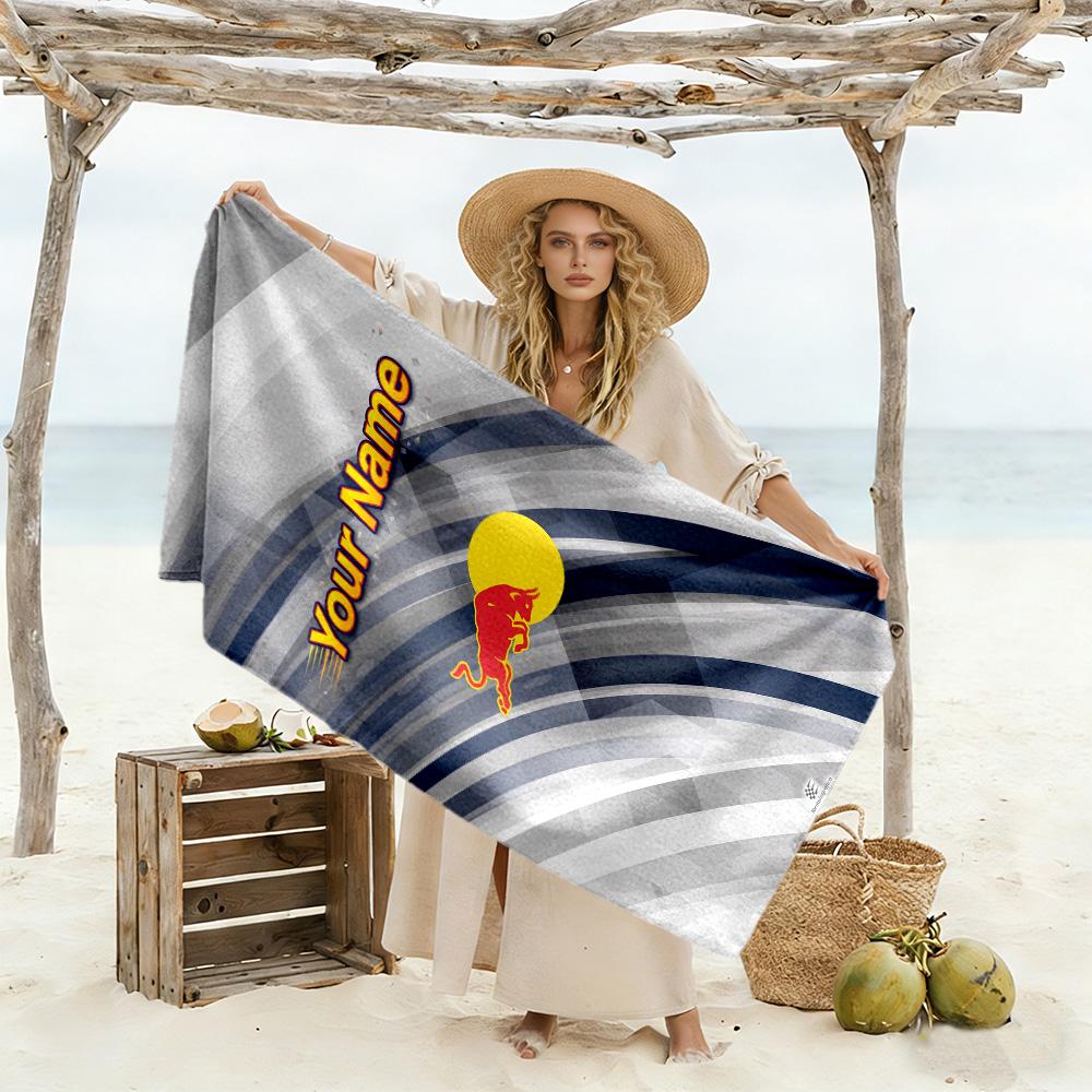 Bull Logo Customize Text Beach Towel Soft Durable Quick-Dry Suitable for Sports Travel Swimming Yoga Bathroom Beach And Pool