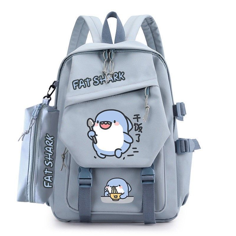 Fat Cute Shark Expression Backpack Campus Youth Junior High School Students Elementary School Students Handsome Durable Backpack