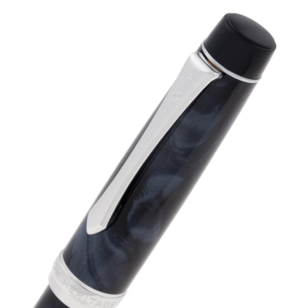 Pilot Custom Heritage SE Fountain Medium Nib Marble 14K Gold Pen, (M), Black, FKVH3MRMABM, Nib.