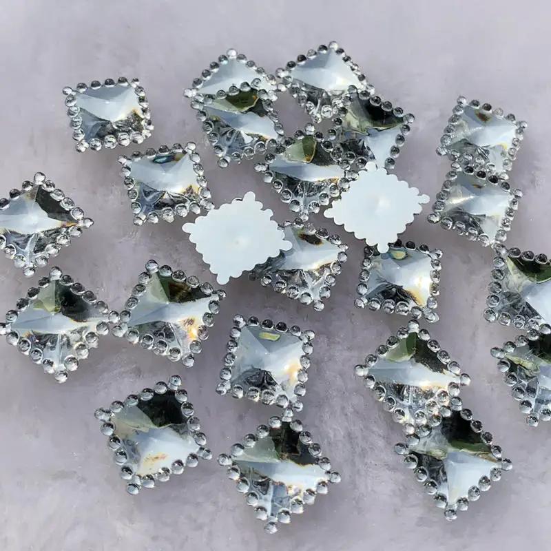 DIY 80pcs 12mm Crystal Acrylic Rhinestones Flatback Square Gems Strass Stone For Clothes Dress Craft -A54