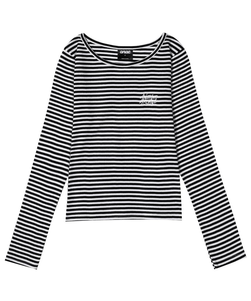 ANOTHER ARCHIVE Stripe Women'S Perfect Slim Long Sleeve_White Black