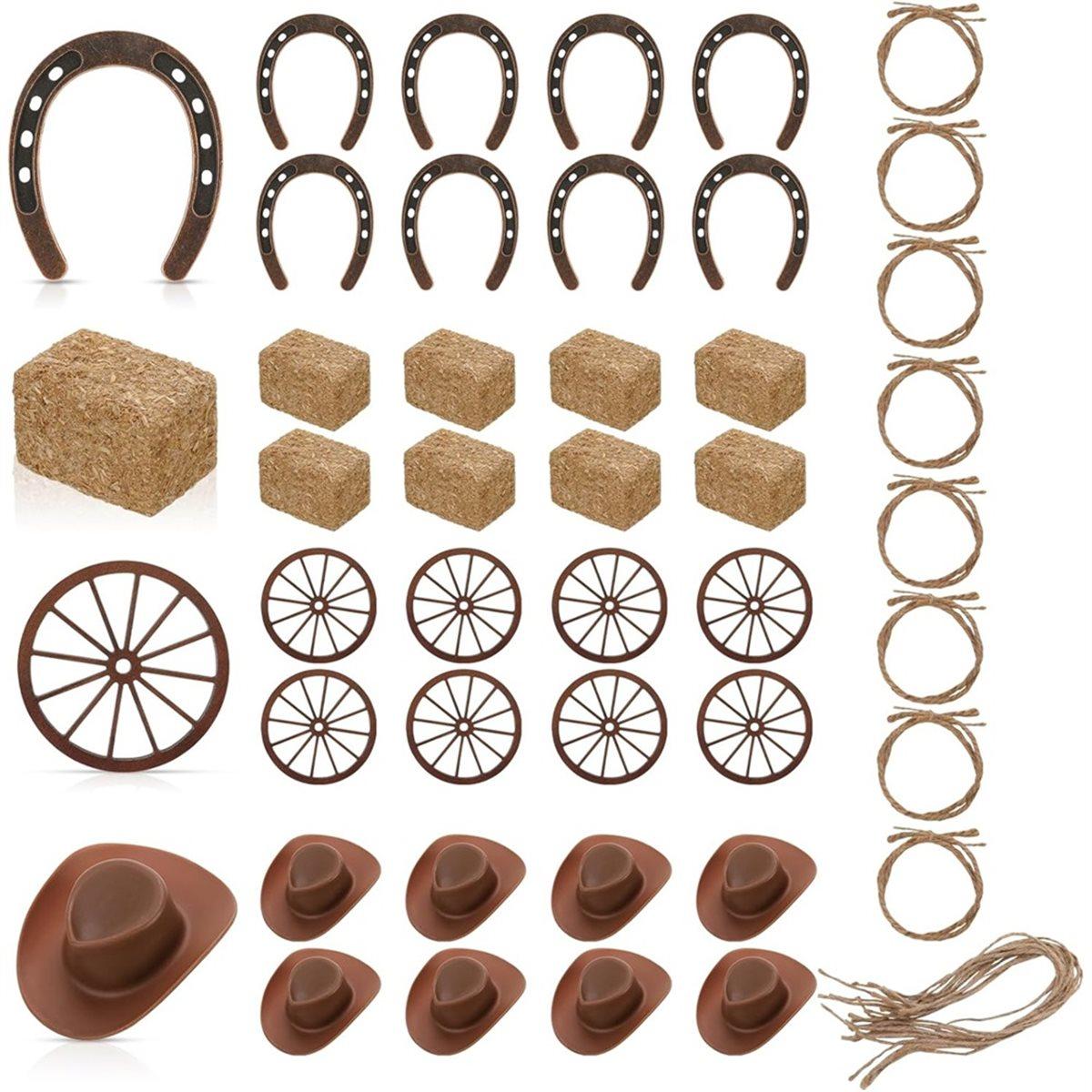 

40 Pcs Western Party Centerpieces for Table Mini Cowboy Hats Mini Horseshoes Wagon for Western Cowboy Party Decorations China Mainland