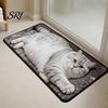 Safety Mat for Elderly And Children Cute Cat Shape Bathroom Rug, 3D Simulation Modeling, Soft Imitation Washable Cashmere Absorbent Floor Mat,