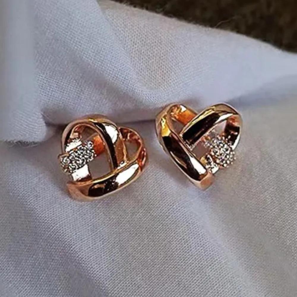 New Fashion Heart Knot Diamond Stud Earrings for Women Daily Casual Statement Jewelry