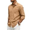 IHUASU men's Fashion Long Sleeve Autumn Winter POLO Neck Casual Blouses & Shirts Elegant