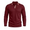 Men S Long Sleeve Polo Shirt Vintage Jacquard Solid Color Casual Top