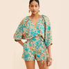 European and American Style Contrasting Color Leopard Print One-piece Shorts Women's Waist and Thin Lace-up Holiday Style Super Good-looking Short-s