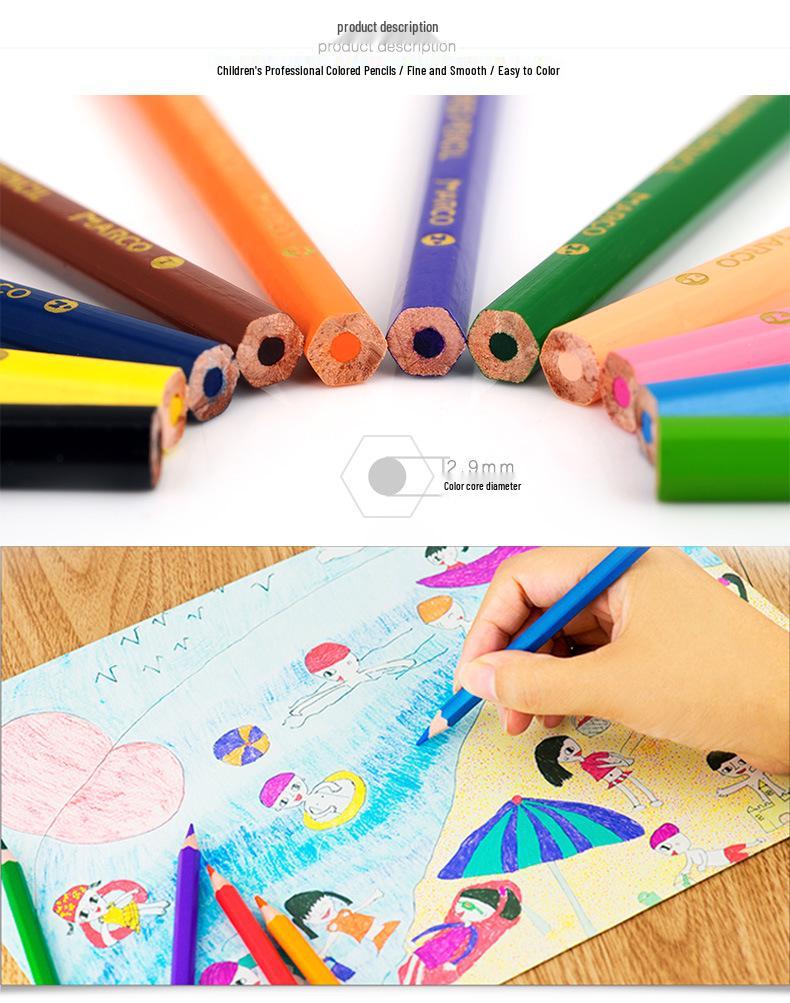 Marco 4100 Student Oil-Based Colored Pencils Set, 24 Colors with Sharpener