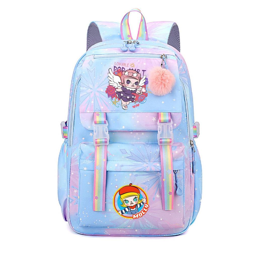Nova mochila pequena e fofa com estampa de desenho animado da Molly, fresca, de grande capacidade, bolsa escolar