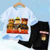 Patterned kids' T-shirt set, stylish green matching for both boys and girls