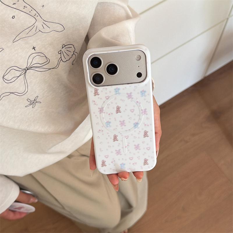 Floral Rabbit Magnetic Stand Case for iPhone 17/16 Pro Max/15 Pro
