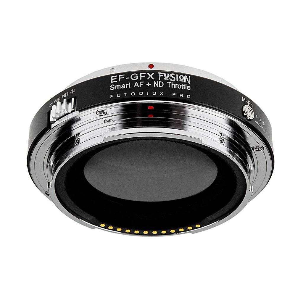 Fotodiox Elektronischer Mount-Adapter Objektiv auf Fujifilm G-Mount mit variablem ND-Filter und Funktionstaste EF-GFX-FSN-ND (EF-Konvertierung) eingebaut