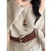 Retro Ethnic Ceramic Oval Pendant Necklace with Clavicle Chain