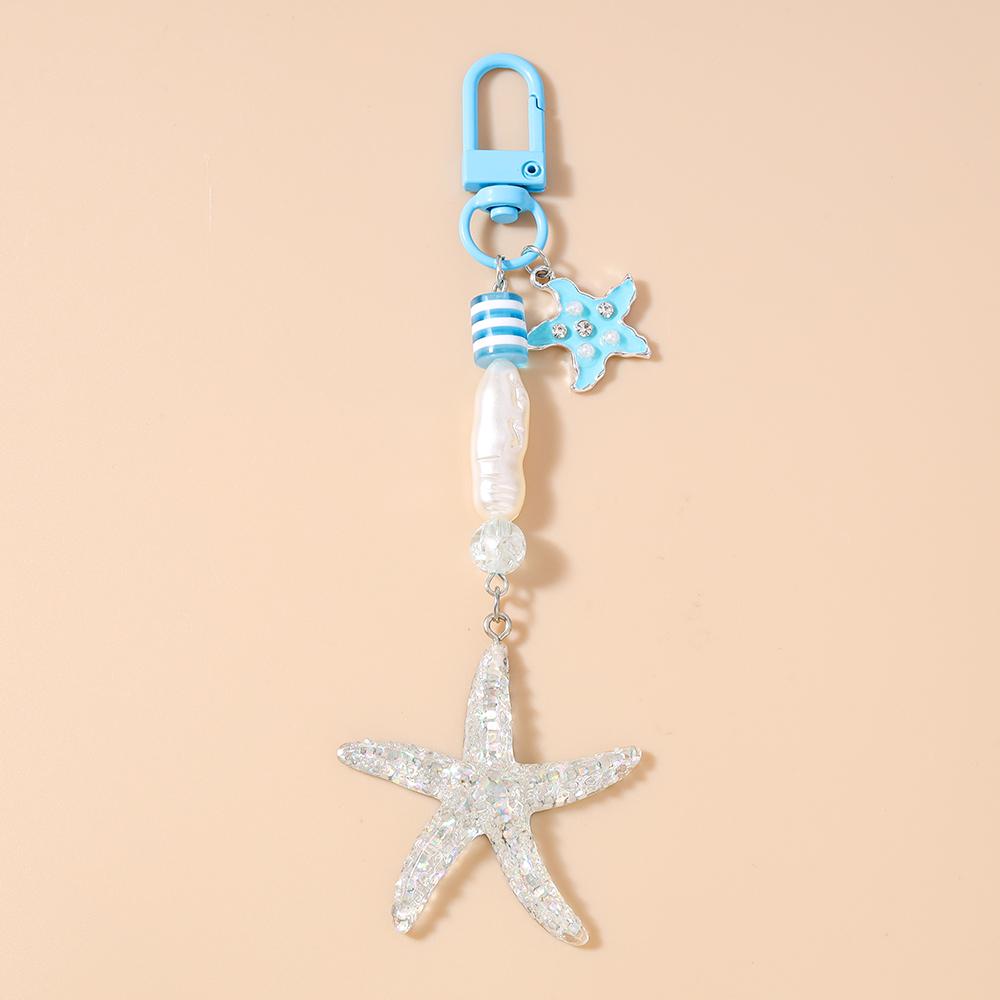 Pretty Mermaid Keychain Women Girls Conch Shell Starfish Key Ring Pendant for Handbag Decor DIY Key Chain Gifts