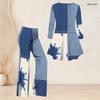 Women Plus Size Printed V Neck Three Quarter Sleeve Flared Top And Flared Pants Two Piece Set