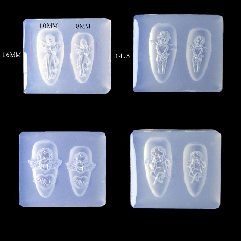 Reusable Silicone Nail Art Mold With 3D Carved Angel Design For DIY Nail Charm And Jewelry Making Accessories