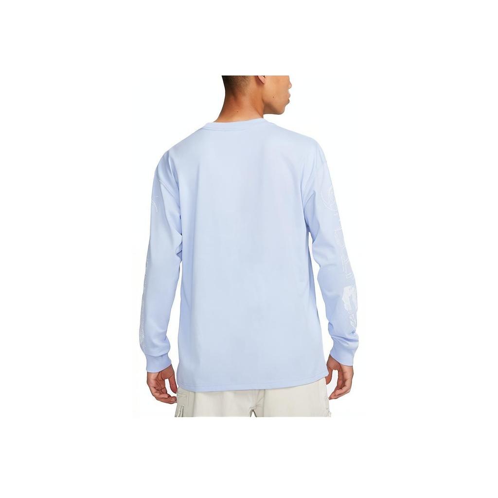 Nike Acg Topo Abstract Pattern Print Long Sleeve Crew Neck T-Shirt Men Tops Cobalt-Blue FB8445-479