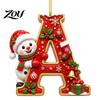 Indoor Holiday Decorations Cute Snowman Letter Christmas Ornament, 2D Flat Personalized A-Z Alphabet Clear Pattern Hanging Decor Acrylic Pendant