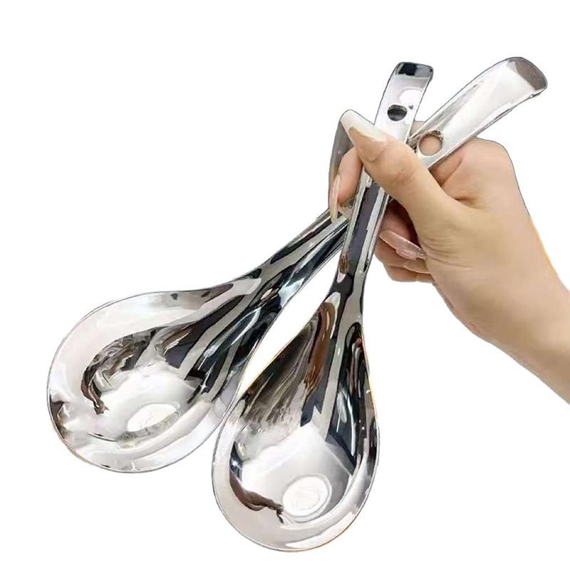 Nerezové kulaté lžíce Síťka Červená Zlatá Večeře Dlouhá rukojeť Míchací Dezertní lžíce Na Kuchyňské Doplňky Gadgets