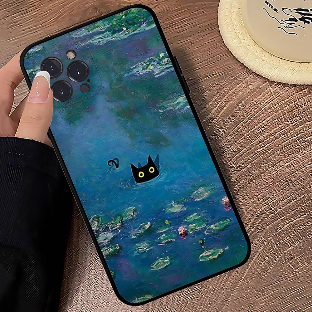 Funny Cats Van Gogh Phone Case For IPhone 16 17 Air 15 14 13 12 11 Pro Max 16E Plus Fundas