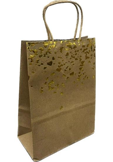 Colorful Cross-Border Hot Stamping Kraft Paper Handheld Bag with Gold and Silver Stars and Hearts