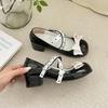 Fashion Women's 2025 Fall New Versatile Shallow Opening Bow Single Shoes French Sweet Thick Heel Mary Jane Shoes