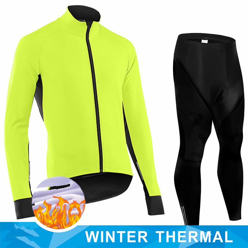 Men 2026 Winter Velvet Warm Cycling Clothing Suit Set Thermal Fleece Bicycle Jersey Set MTB Warm Bike Jersey Set Ropa