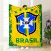Yellow Background with Green Stars, a Blue Shield, and "CBF" Emblem. for All Seasons Blanket Lunch Break Throw Gift