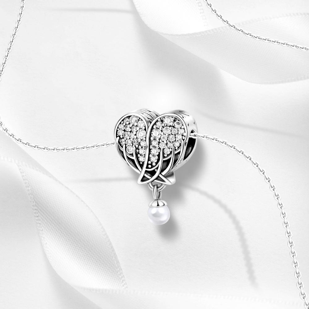 Pendant Charm Bead Copper Angel Wing Heart Beads Fit Original Bracelet For Jewelry Making Valentine'S Day Gift