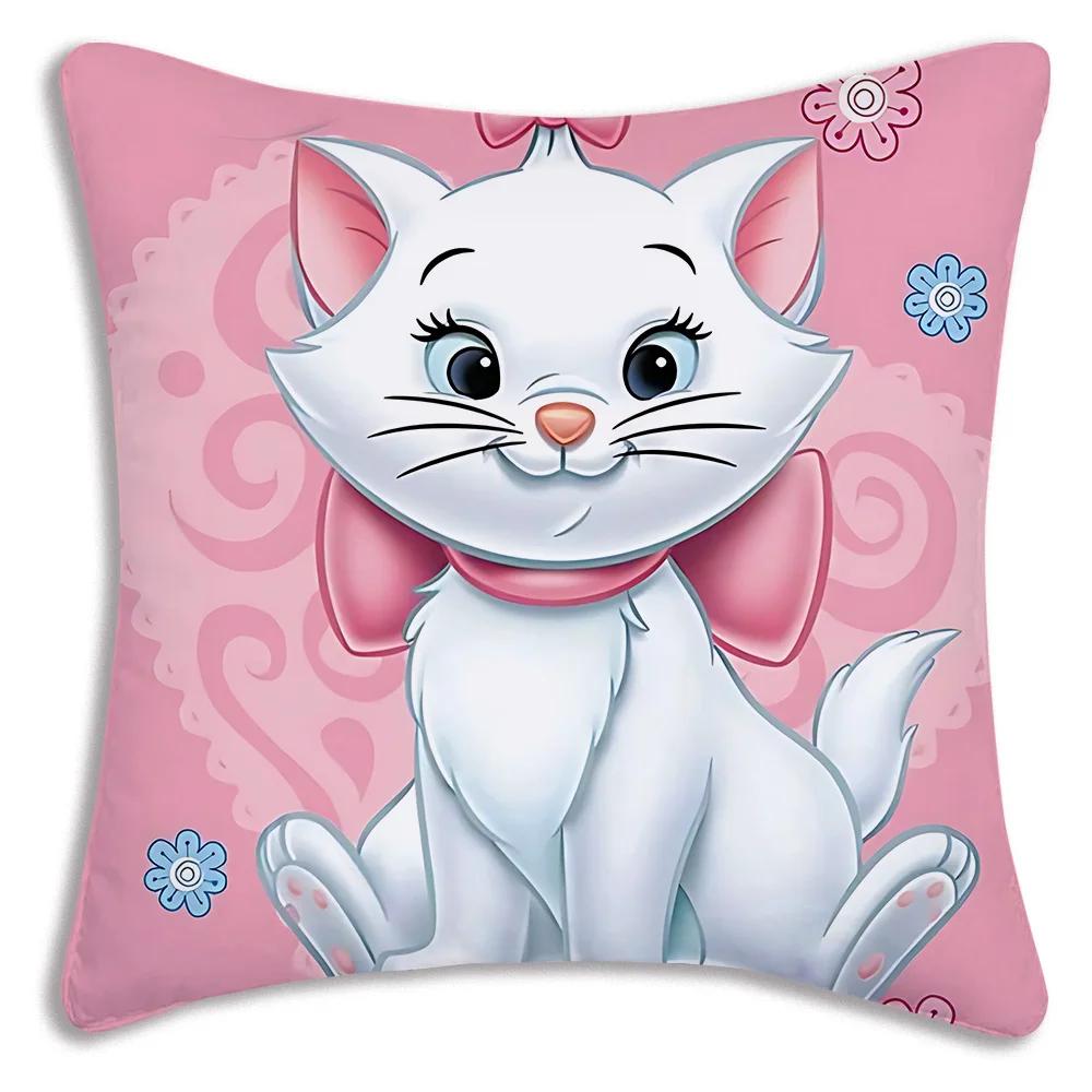 Cute Mary Cat Disneys Pillow Covers Cartoon Sofa Decorative Home Double-sided Printing Short Plush Cute Cushion Cover