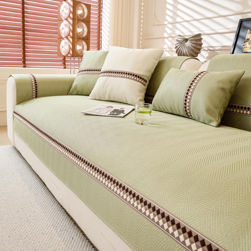 Ice Silk Sofa Cushion, Summer Sofa Mat, Non-Slip Seat Cushion New Light Luxury High-End Cover Cloth