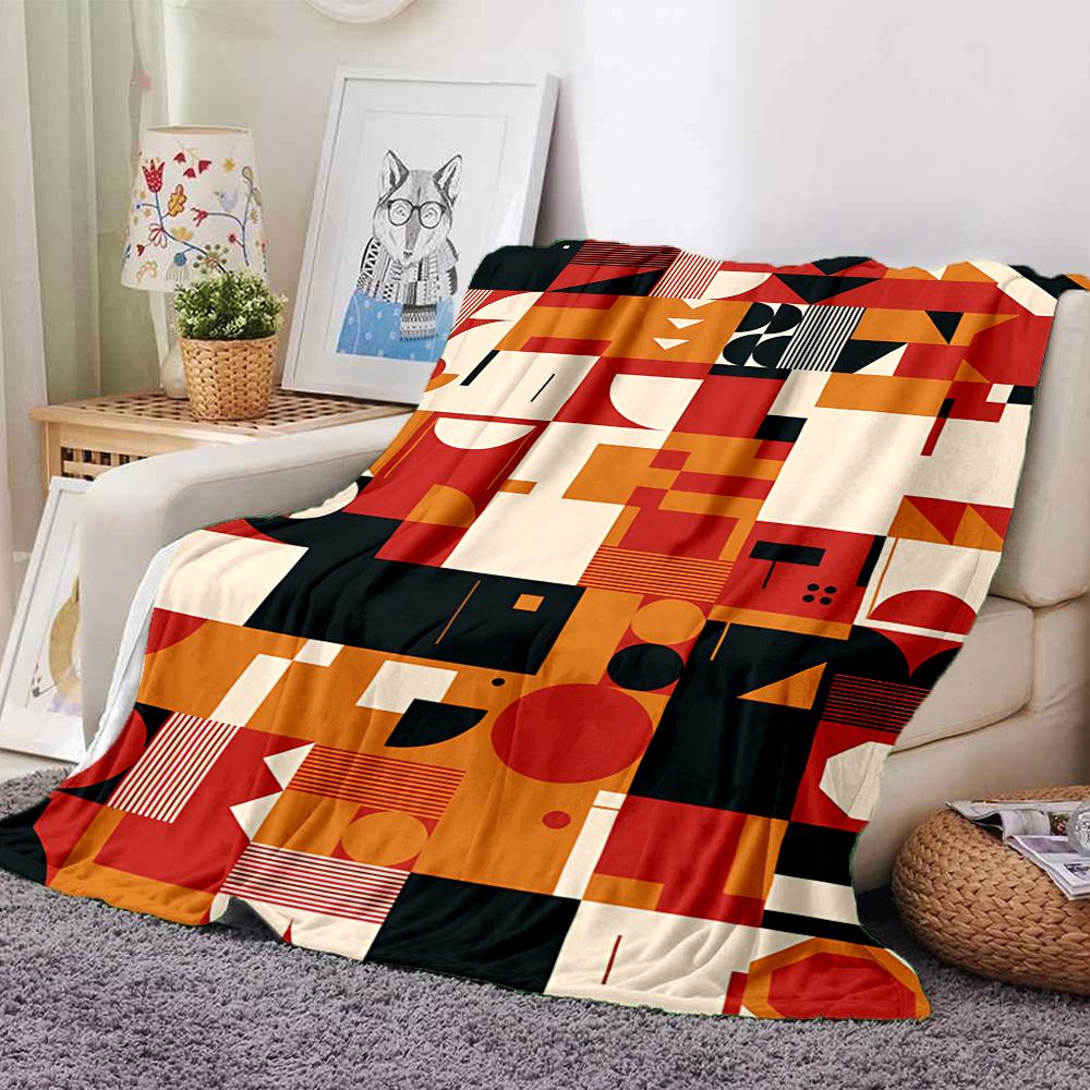 Abstract Geometric Composition Blanket Soft Throw Blanket For Home Bedroom Bed Sofa Travel Office Solid Christmas Blanket