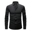 Herren Langarm Freizeit Hemd Einfarbig Slim Fit Button-Down Hemd mit Klassischem Kragen