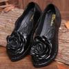 Vintage Handmade Women Flats Casual Shoes Genuine Leather Soft Shoes For Mother Fashion Loafers Slip On