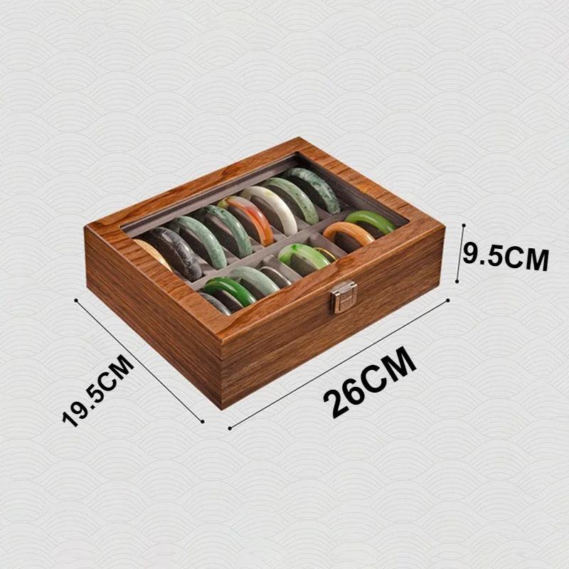 Large Walnut Wood Bracelet Storage Box Vintage Luxury Showcase Bracelets Holder Transparent Display Women Jewelery  Ornament Organizer Casket Supplies