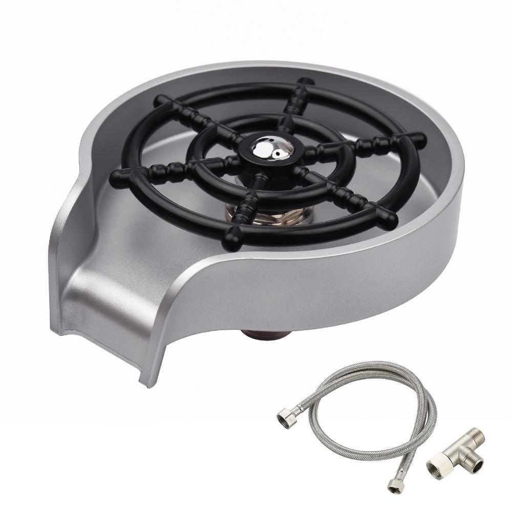Automatic Cup Washer Black Silver Sink Water Bottle Washer Durable Cup Rinser For Kitchen Sink