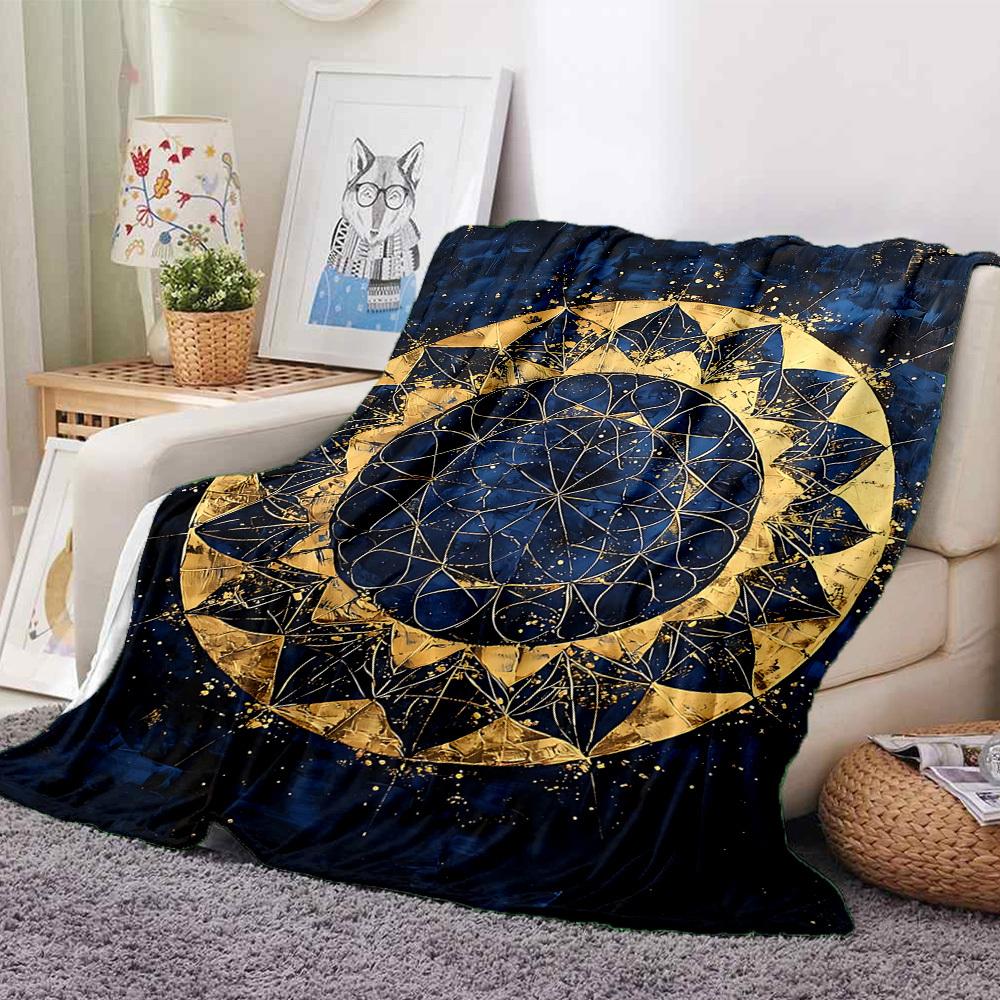 1pc Cosmic Mandala Blanket, Lightweight Flannel Throw Blanket for Sofa, Bed, Travel, Camping, Living Room, Office, Couch034