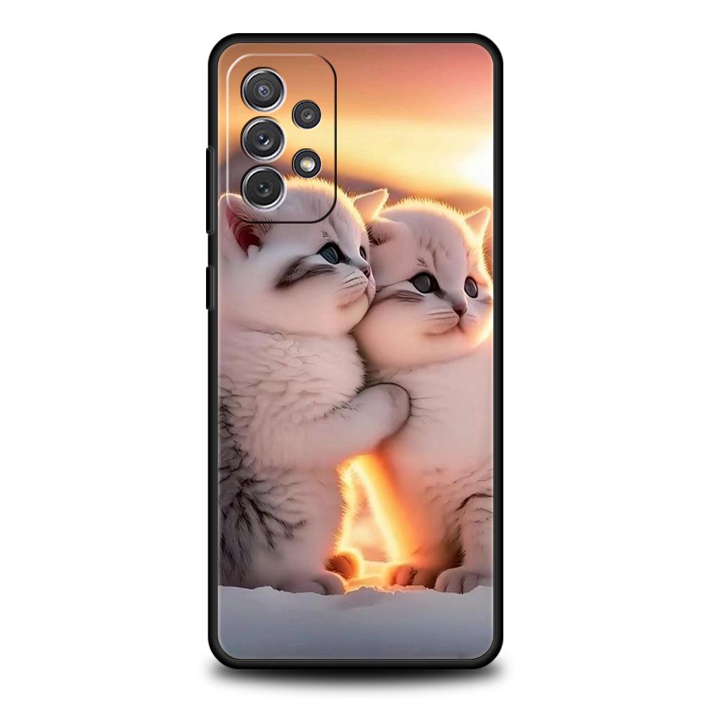 

Чехол для телефона Целующийся котик , милый котенок, для Samsung Galaxy A15 A14 A25 A54 A34 A51 A71 A72 A73 A32 A52 A52S A11 A21S A31 5G, мягкий Samsung A52s 5G