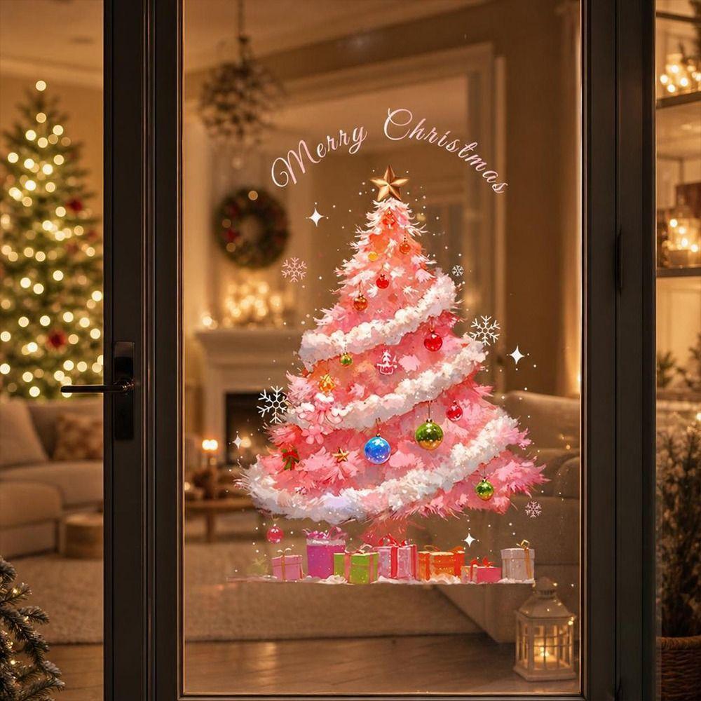 Holiday Glass Decals Christmas Window Stickers Static Cling Removable Christmas Window Decals PVC Reusable