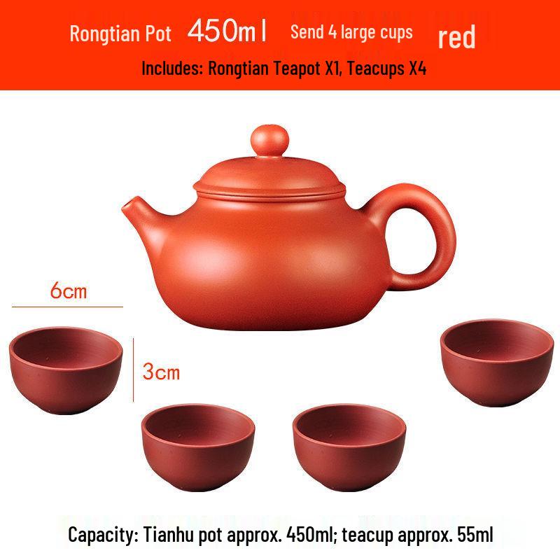 Yixing Large Capacity Purple Clay Teapot with Tea Cup Set for Home Use, Single Pot Kung Fu Tea Set.