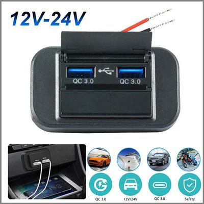 Schnellladung QC 3.0 + PD Typ C USB-Autoladegerät-Steckdosenadapter 12 V-24 V für Auto, Motorrad, Marine, ATV, Boot, Wohnmobil, Bus, USB-Stromversorgungspanel mit Schalter