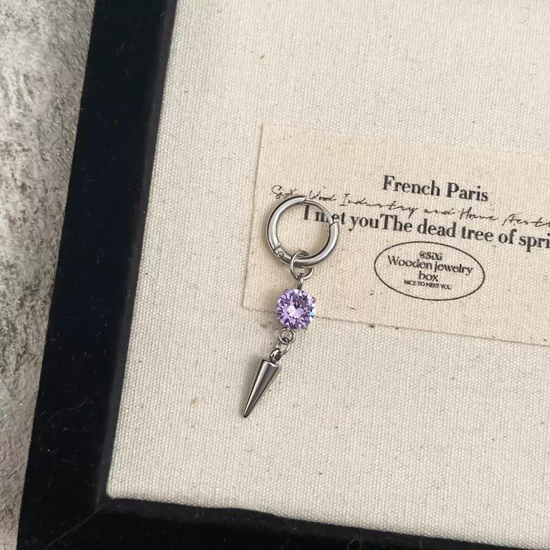 Stainless Steel Rivet Drop Earrings for Women Exquisite Retro Zircon Starburst Hoop Earrings Hip Hop Punk Versatile Jewelry Gift