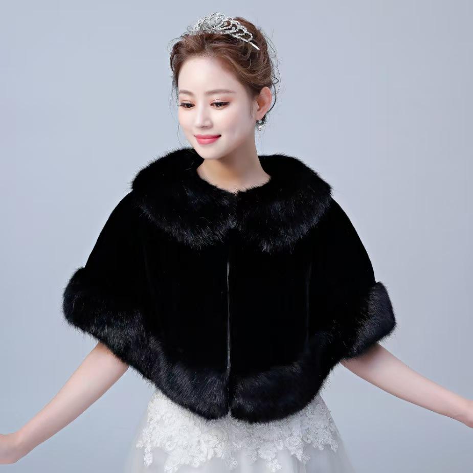 Autumn and winter new shawl autumn and winter bridal wedding dress wedding dress bridesmaid jacket premium cape women thickened outer wear