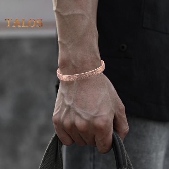 Women Magnet Bangle Plum Blossom Emboss Adjustable Open Bangle Promote Circulation Energy Copper Vintage Wrist Cuff Lady Therapy Jewelry Gift