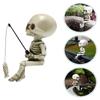 Halloween Skeleton Fishing Figurine Resin Statue Indoor Garden Party Outdoor Ornament Decor For A3T4