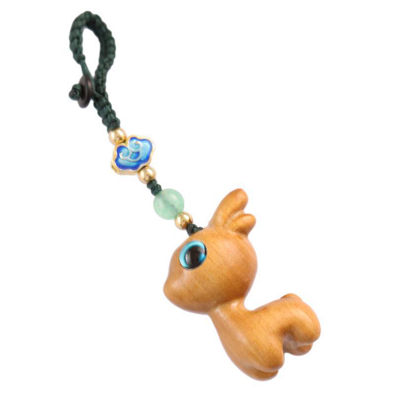 Sandalwood Little Deer Keychain: Cute Pendant for Cars and Phones, Perfect Unisex Gift
