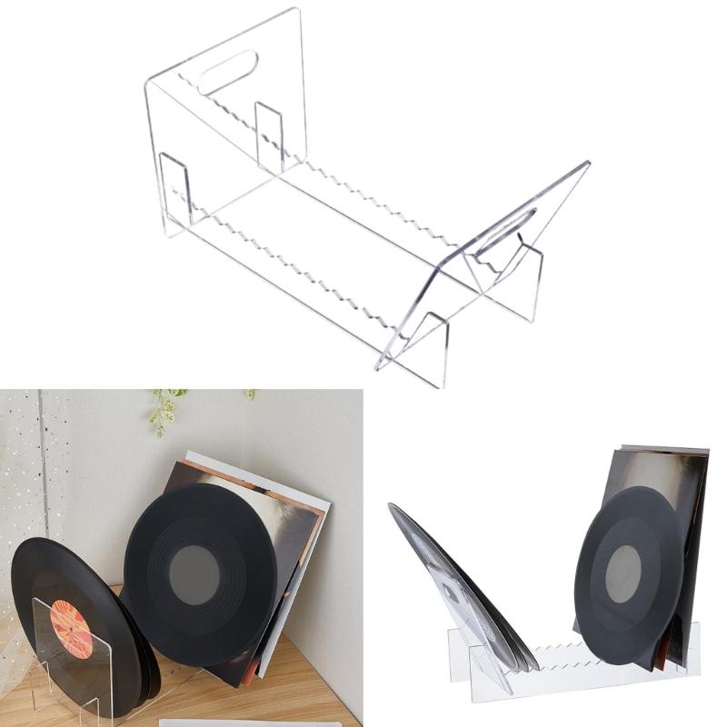 Elegant Album Display Shelf, Clear Acrylic Storage Stand Home Accessory with Solid Acrylic Base Desktop Record Organizes