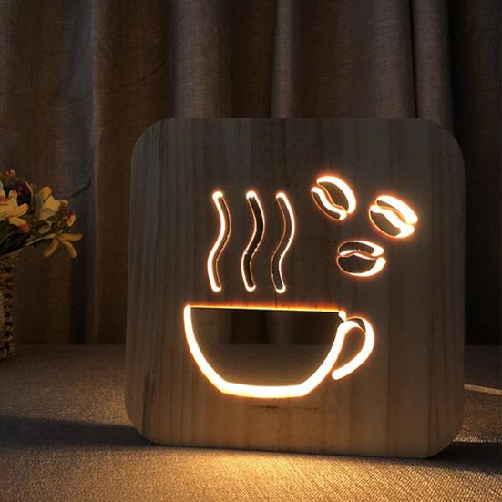 

Деревянная кофейная чашка из полой светодиодной лампы USB для украшения комнаты