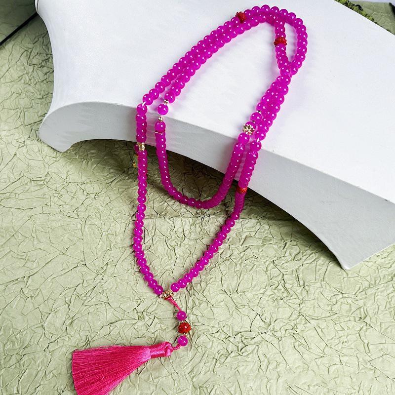 Fresh Ancient-Style Peace Buckle Necklace,New Tassel Beaded Long Crossbody Chain,Retro Jewelry For Women, Daily Accessory
